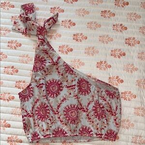 SHEIN Pink Asymmetrical Tie Front Tank Top